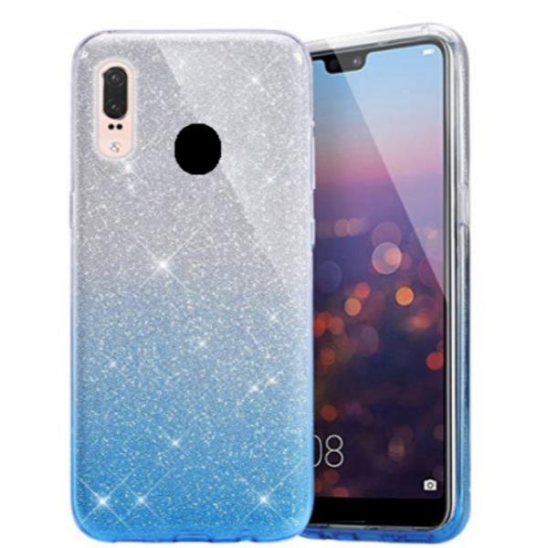 Blue SIlver Glitter Gradient Case Huawei P20 Lite Cover